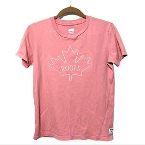 ROOTS Pink Embroidered Logo T-shirt XS